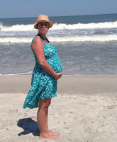 Teal Aztec Maxi Maternity Dress