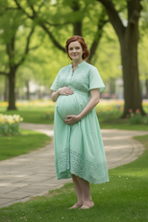 Mint Eyelet Maternity Maxi Dress