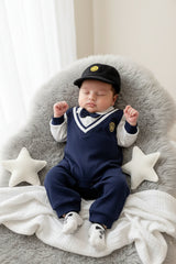 College Style Gentleman Baby Jumpsuit