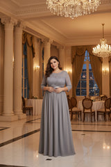 Plus Size Long Evening Gown With Floral Lace For Maternity