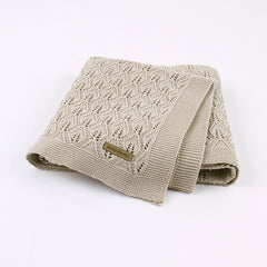 Ins Hot Sale Baby Blanket Knitted Leaf Hollow Hold Blanket Baby Windproof Cover