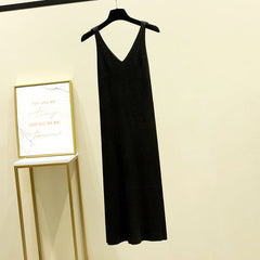Mid-Length Knitted Sling Dress Autumn And Winter New Pregnant Women Bag Hip Sleeveless Bottoming Vest With Long Skirt