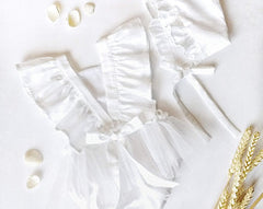 Summer Newborn Cotton And Linen Romper Pure Color Net Yarn Bow Baby Romper