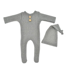 European And American Newborn Photography Clothes Mohair Knitted Jumpsuit Knotted Hat Suit Baby Knitted Romper Suit