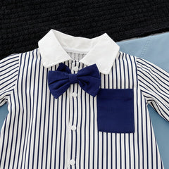 Newborn Short-sleeved Romper Boy Western Style Gentleman Clothes Baby