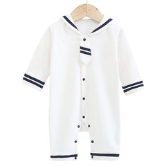 I Love Mom And Dad Newborn Baby Spring And Autumn New Navy Style Bow Tie Romper
