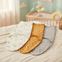 Baby Sleeping Bag Newborn Swaddle Cocoon Wrap 100 Percent Cotton Three Piece Set