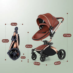 High Landscape Baby Stroller 360-degree Rotation 3-in-1 Basket Foldable