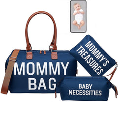 Color: Navy Blue Ribbon Urine Pad - 3-piece Portable Bag Set For Moms On Trips
