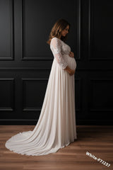 Lace Chiffon Patchwork Maternity Dress