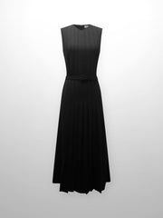 Stitched Down Pleated Jumper-Black
