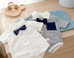Newborn Short-sleeved Romper Boy Western Style Gentleman Clothes Baby