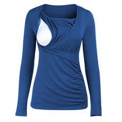Round Neck Long Sleeves Slim-fitting Maternity Dress