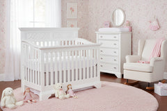 White Solid and Manufactured Wood Standard Four In One Convertible Crib