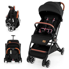 Lightweight Aluminium Frame Baby Stroller with Net-Black - Color: Black