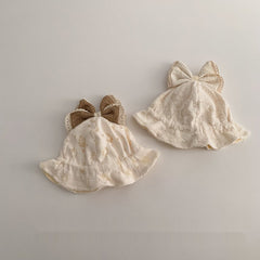 Windproof Bow Fisherman Hat Newborn Small-month Keep Baby Warm Bucket Hat