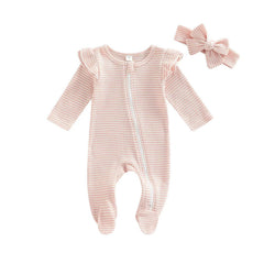 Newborn Baby Zipper Leg Wrap Romper