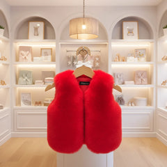 Faux Fur Vest For Girls Autumn Winter Ages 1 To 8 Sleeveless Waistcoat