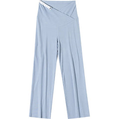 Maternity Straight Pants Summer Thin Cool Cotton Low Waist U Belly Clothes For Pregnant Women Wide Leg Loose Pregnancy Trousers