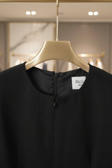 Ruffle Trim Maternity Dress-Black