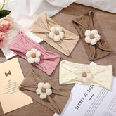 Soft Nylon Baby Flower Headbands For Newborns, Infants & Toddlers Cute Hair Accessories For Girls Beige, Pink, Khaki