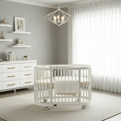 Oval Pine Baby Crib European White Finish Luxury Collection Limited Edition