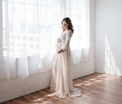 Lace Chiffon Patchwork Maternity Dress