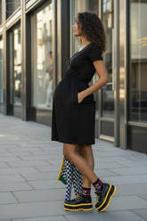 Black Cotton Breastfeeding Friendly Dress