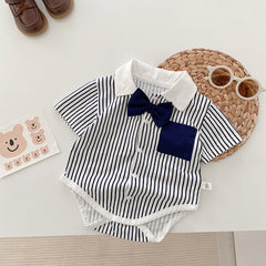 Newborn Short-sleeved Romper Boy Western Style Gentleman Clothes Baby