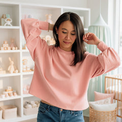 Ladies' Bamboo Fleece Cropped Pullover | Rose