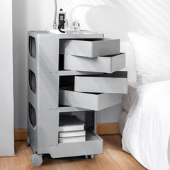 NNEDSZ Bedside Table Side Tables Nightstand Organizer Replica Boby Trolley 5Tier Grey