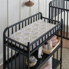 Changing Table Black Wood Finish 1In Waterproof Pad Elite