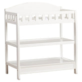 Modern White Wooden Baby Changing Table with Safety Rail Pad and Strap