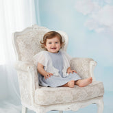 Blue Grey Tweed Infantium victoria Baby Dress Organic Cotton Tulle Luxe