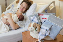 Welcome Baby Boy - Firetruck & Blue Plaid