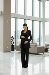 Black Maternity Blazer With Tassel Buckle Belt Exclusive