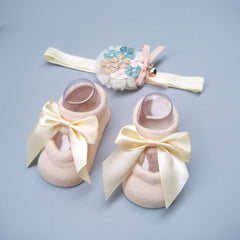 New Baby Girl Socks Headband Gift Box