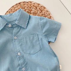 Newborn Short-sleeved Romper Boy Western Style Gentleman Clothes Baby