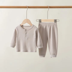 Spring 0-3Y Baby Girls Boys Cotton Pajamas Sets Ribbed Long Sleeve Sleepwear 2pcs Outfits Newborn Nightwear Soft Loungewear
