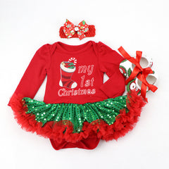 Newborn Baby Christmas Long Sleeve Romper Dress