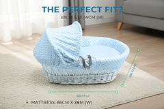 Grey Dimple Grey Wicker Baby Moses Basket With Stand