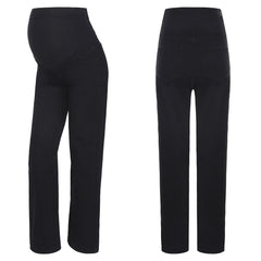 Premama Clothes Maternity Moms Jeans Adjustable High Waist Trousers Pregnant Women Casual Wide-Leg Denim Pants with Pockets