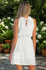 Reyna Lace Sleeveless Knot Back Mini Dress