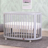 Only B2B Boori Adjustable Height Oval Newborn Baby Crib Wooden Cot with Wheels