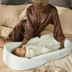 Portable Movable Folding Anti Pressure Crib White Decor Cotton Polyester Blend