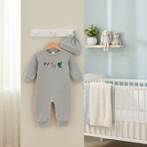 Newborn Baby Boy Outfits Long Sleeve Animal Print Romper & Hat 2Pcs Fall Winter Clothes Set