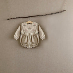 Kids Corduroy Embroidered Long Sleeve Romper Bodysuit