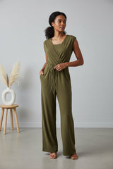 The Breastfeeding Jumpsuit - Kerry Cotton Khaki