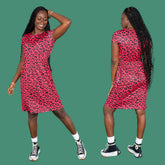 The Knee Length Breastfeeding Dress - Red Leopard Print