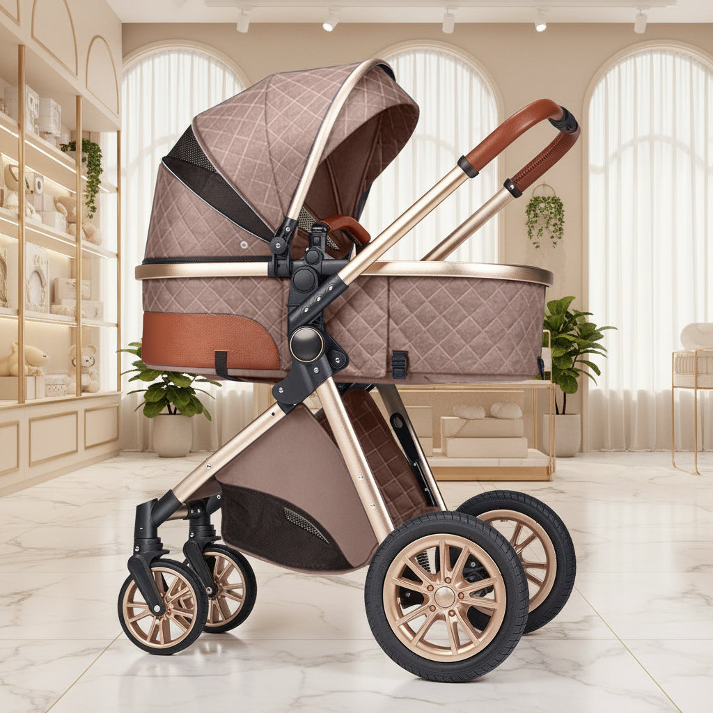Lightweight Folding Two Way Shock Absorbing Newborn Baby Stroller